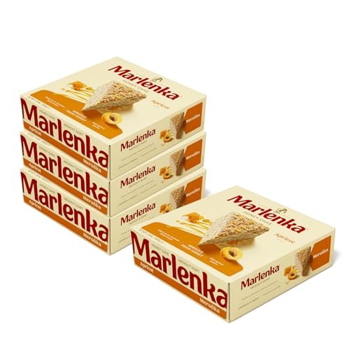 MARLENKA® Honigtorte mit Aprikosen 3+1 | Tschechischer Honigkuchen für Desserts und Geschenksets | Leckere Honigkuchen Geschenkbox | Honey Cake für besondere Anlässe, 4x800g von Marlenka