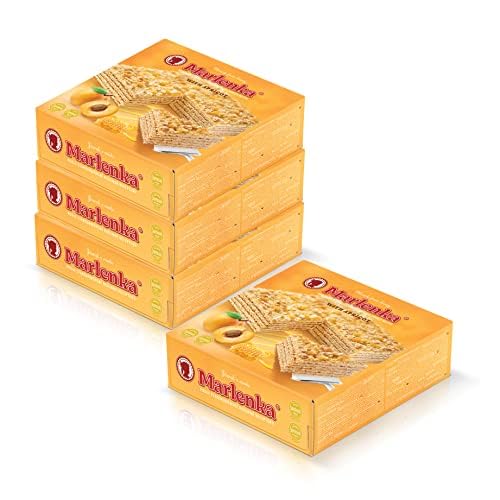 MARLENKA® Honigtorte mit Aprikosen 3+1 | Tschechischer Honigkuchen für Desserts und Geschenksets | Leckere Honigkuchen Geschenkbox | Honey Cake für besondere Anlässe, 4x800g von Marlenka
