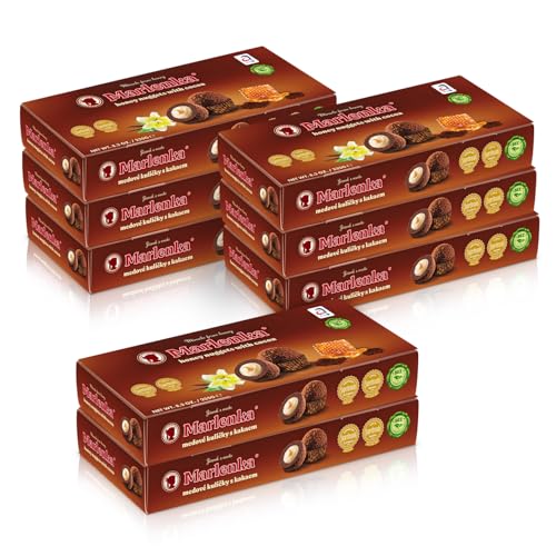 MARLENKA® Kakao - Honigkugeln 6 + 2 Pack | Honey Nuggets | Gebäckkugeln mit Honig | 8 x 10 Bälle | 8 x 235g | Süßigkeiten Großpackungen | Lange Haltbarkeit - Ablaufdatum von mindestens 6 Wochen von Marlenka