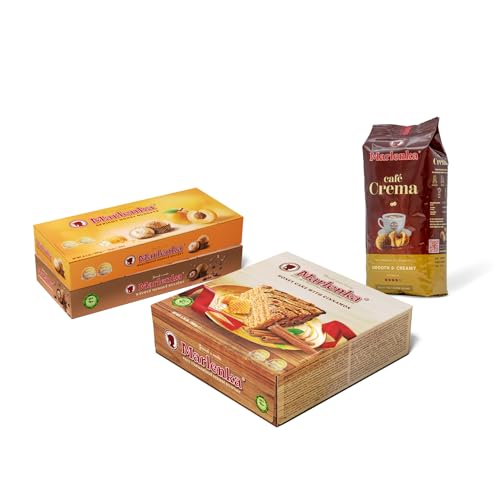 MARLENKA® Probiermix-Produkt | Honigkuchen mit Zimt (800 g), Kaffee-Honigkugeln (235 g) und Aprikosen-Honigkugeln (235 g) und Marlenka Café Crema - Espresso Bohnen (500 g) von Marlenka