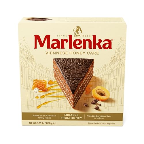 MARLENKA® Wiener Honigtorte 800 g | Marlenka Tschechischer Honigkuchen für Desserts und Geschenksets | Leckere Kuchen/Torte/Geburtstagskuchen/Geburtstagstorte von Marlenka