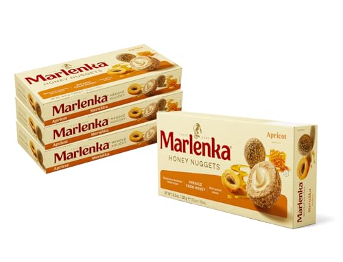 Marlenka Honigkugeln 3 + 1 Pack Aprikose Nuggets | Gebäckkugeln mit Aprikose | 4 x 10 Bälle | 4 x 235g | Süßigkeiten Großpackungen | Süssigkeiten schmecken ähnlich wie Marlenka Kuchen Marlenka Honigkugeln 3 + 1 Pack Aprikose Nuggets | Gebäckkugeln mit Aprikose | 4 x 10 Bälle | 4 x 235g | Süßigkeiten Großpackungen | Süssigkeiten schmecken ähnlich wie Marlenka Kuchen von Marlenka