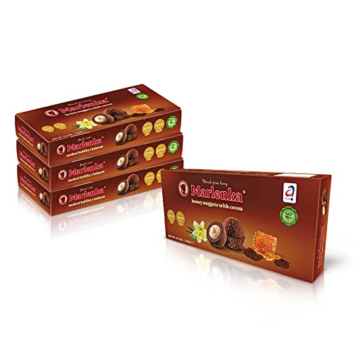 Marlenka Honigkugeln 3 + 1 Pack Kakao | Delicious Nuggets | Gebäckkugeln mit Kakao | 4 x 10 Bälle | 4 x 235g | Süßigkeiten Großpackungen | Süssigkeiten schmecken ähnlich wie Marlenka Kuchen von Marlenka