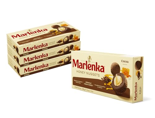 Marlenka Honigkugeln 3 + 1 Pack Kakao | Delicious Nuggets | Gebäckkugeln mit Kakao | 4 x 10 Bälle | 4 x 235g | Süßigkeiten Großpackungen | Süssigkeiten schmecken ähnlich wie Marlenka Kuchen von Marlenka