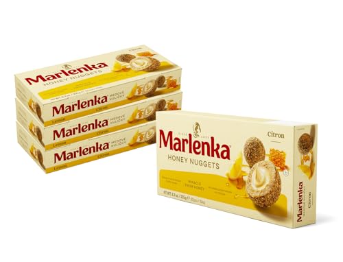 Marlenka Honigkugeln 3 + 1 Pack Zitrone | Delicious Nuggets | Gebäckkugeln mit Zitrone | 4 x 10 Bälle | 4 x 235g | Süßigkeiten Großpackungen | Süssigkeiten schmecken ähnlich wie Marlenka Kuchen von Marlenka