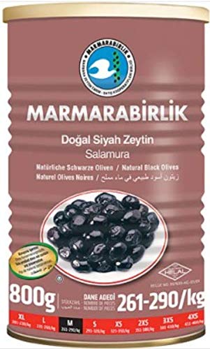 Marmarabirlik Natürliche türkische schwarze Oliven, Super, Medium, 800 g von Marmara Birlik