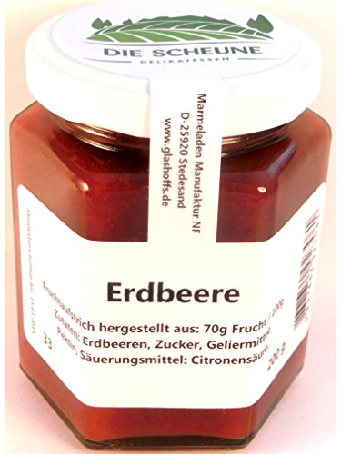 Erdbeere, Preisgekrönter Fruchtaufstrich, 70% Fruchtanteil, 200g, Gourmet Fruchtaufstrich von Marmeladen Manufaktur NF