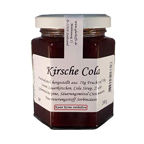 Kirsche Cola, preisgekrönter Fruchtaufstrich, 70% Fruchtanteil, 200g Gourmet Fruchtaufstrich, von Marmeladen Manufaktur NF