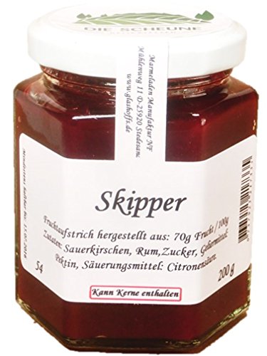 Skipper Kirsche und Rum Fruchtaufstrich, 70% Fruchtanteil, 200g Gourmet Fruchtaufstrich, Fruchtaufstrich Kirsche, Sauerkirsche, Skipper Kirsche und Rum Fruchtaufstrich, 70% Fruchtanteil, 200g Gourmet Fruchtaufstrich, Fruchtaufstrich Kirsche, Sauerkirsche, von Marmeladen Manufaktur NF