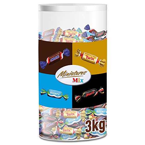 Mars, Snickers, Bounty & Twix Schokoriegel Miniatures Mix, Schokolade Großpackung, Party-Mix, 296 Riegel, 3 kg von Mars
