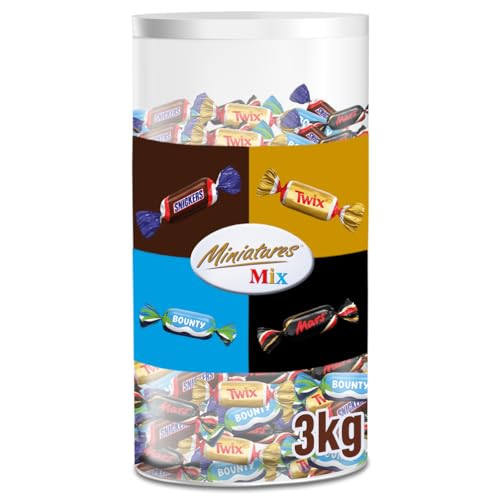Miniatures Mix, Mars, Snickers, Bounty & Twix, Riegelklassiker im Mini Format, Milchschokoladen, Schokolade Großpackung, Party Mix, 296 Riegel, 1 x 3kg Miniatures Mix, Mars, Snickers, Bounty & Twix, Riegelklassiker im Mini Format, Milchschokoladen, Schokolade Großpackung, Party Mix, 296 Riegel, 1 x 3kg von Mars