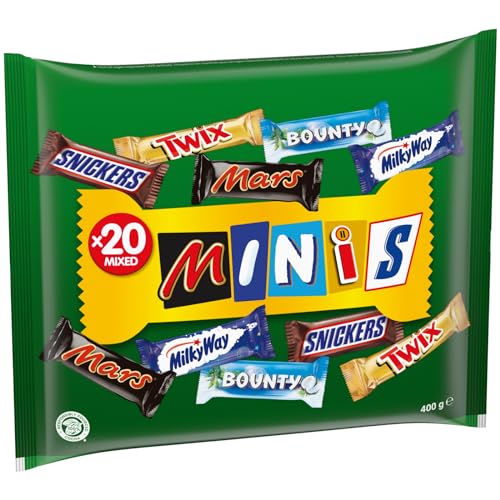 Mixed Minis Beutel, Mars, Snickers, Bounty, Twix, Milky Way, Schokolade Großpackung, eine Packung (1 x 400 g) von Mars
