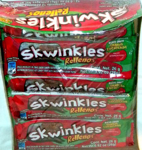 Skwinkles Rellenos SANDIA Enchilada Hot WATERMELON Filled Candy Strips 12 Pcs von Mars