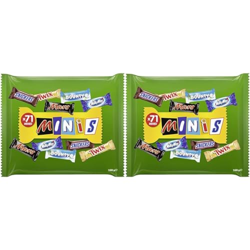 Snickers, Mars, Twix und weitere Mini Schokoriegel | Großpackung Schokolade | Party Mix | 71 Riegel | 1 x 1,4kg (Packung mit 2) von Mars