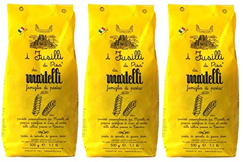 FUSILLI PASTA von Martelli 3er PACK (3 x 500g) Handgemacht - Gourmet Pasta aus Toskana - Italienische Spezialitäten (Nudeln) von Martelli