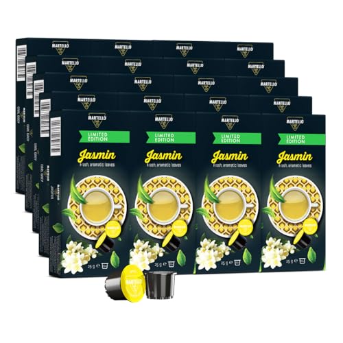 Martello Teekapseln JASMIN - Frische, aromatische Blätter - 200 Kapseln (20 x 10), Für MARTELLO-Kapselmaschinen kompatibel von MARTELLO Cafe