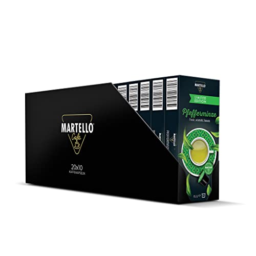 Martello Teekapseln PFEFFERMINZE - Frische, aromatische Blätter - 200 Kapseln (20 x 10), Für MARTELLO-Kapselmaschinen kompatibel von MARTELLO Cafe