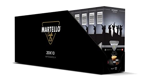 Martello Kaffeekapseln | INTENSIVO | UTZ Zertifiziert | Nachhaltig und Fair | Von Hand Gepflückt | Master Packung 200 Kapseln (20 x 10), Für Martello-Kapselmaschinen von MARTELLO Cafe