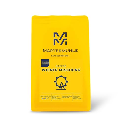 Kaffee Wiener Mischung, 1.000 Gramm, ganze Bohnen, Premiumkaffee aus Bayern von Martermühle