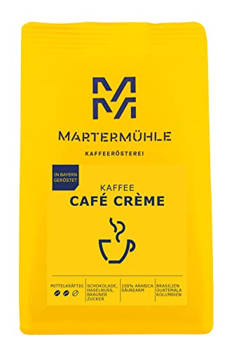 Martermühle Café Crème Kaffeebohnen 500g mittelkräftig I Arabica I Aromen: Brauner Zucker, Haselnuss, Schokolade I Ganze Kaffeebohnen schonend geröstet, säurearm von Martermühle