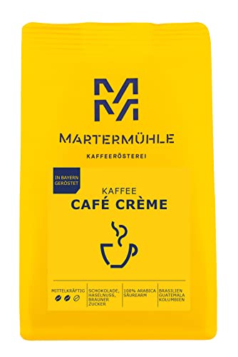 Martermühle Café Crème Kaffeebohnen 1kg mild, Arabica - nussig schokoladiges Aroma, ganze Kaffee-Bohnen schonend geröstet, säurearm von Martermühle