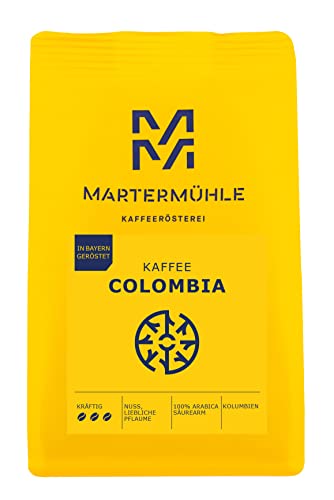 Martermühle Colombia Kaffeebohnen 1kg kräftig, Arabica - fruchtig nussiges Aroma, ganze Kaffee-Bohnen schonend geröstet, säurearm von Martermühle
