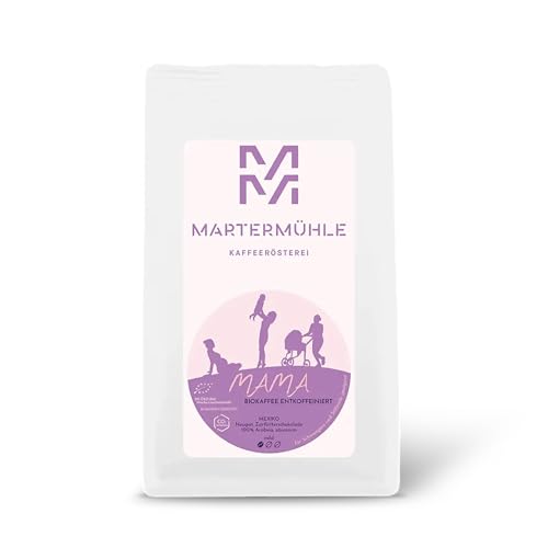 Martermühle Mama Kaffee | Kaffeebohnen entkoffeiniert 500g mild | Arabica | Aromen: Nougat, Zartbitterschokolade | Ganze Bio Kaffeebohnen schonend geröstet, säurearm | DECAF Martermühle Mama Kaffee | Kaffeebohnen entkoffeiniert 500g mild | Arabica | Aromen: Nougat, Zartbitterschokolade | Ganze Bio Kaffeebohnen schonend geröstet, säurearm | DECAF von Martermühle