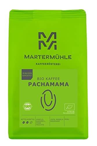 Martermühle PachaMama Bio Kaffeebohnen 500g mittelkräftig I Arabica I Aromen: Feine Früchte, Karamell, Vanille I Ganze Bio Kaffee-Bohnen schonend geröstet, säurearm Martermühle PachaMama Bio Kaffeebohnen 500g mittelkräftig I Arabica I Aromen: Feine Früchte, Karamell, Vanille I Ganze Bio Kaffee-Bohnen schonend geröstet, säurearm von Martermühle