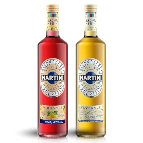 MARTINI Vibrante und Floreale alkoholfreier Aperitif 2er-Pack, zwei Produkte angereichert mit hochwertigen Botanicals, 2 x 75cl / 750ml von Martini