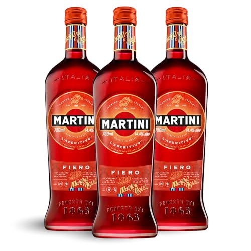 MARTINI Fiero, süßer Aperitif angereichert mit handgeschnittenen spanischen Orangenschalen, 14,4% vol., 3 x 75cl / 750ml von Martini