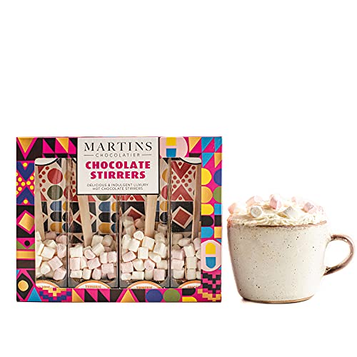 Martin's Chocolatier Rührstäbchen für heiße Schokolade (1 Box) Kurkuma | heiße Schokoladenlöffel mit Marshmallows | aromatisiertes Schokoladengetränk | belgische Schokolade Geschenkset von Martins Chocolatier