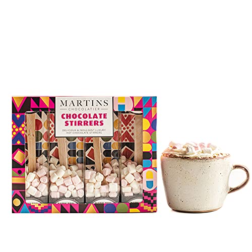 Martin's Chocolatier Rührstäbchen für heiße Schokolade (1 Box) 70 % dunkle Schokolade | heiße Schokoladenlöffel mit Marshmallows | aromatisiertes Schokoladengetränk | belgische Schokolade Geschenkset von Martins Chocolatier