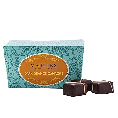 Martin's Chocolatier Schokoladen-Ballondose, 200 g, Dunkelorange Ganache | Handgefertigte Schokoladenbox von Martins Chocolatier