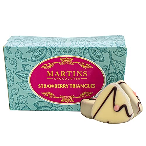 Martin's Chocolatier Schokoladen-Ballondose, 200 g, Erdbeer-Dreiecke, handgefertigte Schokoladenbox von Martins Chocolatier