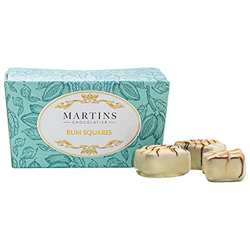 Martin's Chocolatier Schokoladen-Ballondose, 200 g, Rum-Quadrate, handgefertigt, Schokoladenbox von Martins Chocolatier