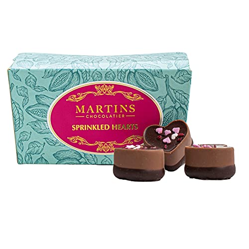 Martin's Chocolatier Schokoladen-Ballon, 200 g, bestreute Herzen, handgefertigte Schokoladen-Geschenkbox von Martins Chocolatier