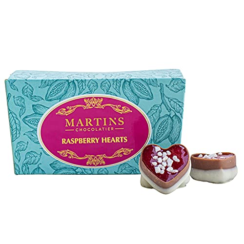 Martin's Chocolatier Schokoladen-Ballondose 200 g | Himbeere Gelee Herzen | Handgefertigte Schokolade Geschenkbox von Martins Chocolatier