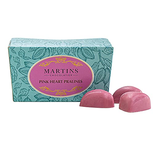 Martin's Chocolatier Schokoladen-Ballondose 200 g | rosa Herz | handgefertigte Schokolade Geschenkbox von Martins Chocolatier