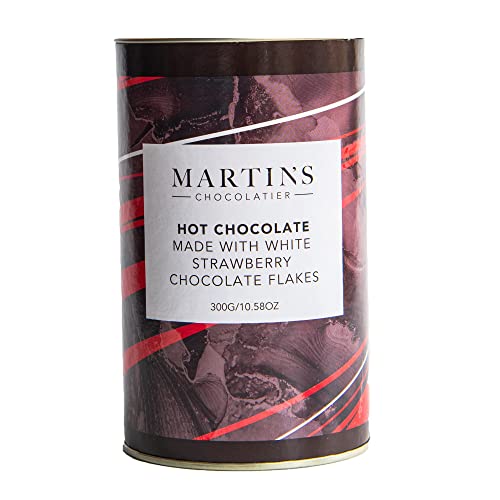 Martins Chocolatier Heiße-Schokolade - hergestellt aus echten weißen Schokoladen Flakes - Hochwertige Schokolade |Schokoladen Geschenke| (Erdbeere) von Martins Chocolatier