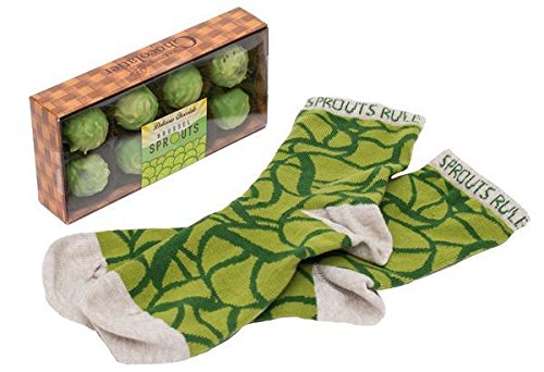 Rosenkohl-Manie kleiner Geschenkkorb (42-46 Größe Rosenkohl-Socken von Martins Chocolatier