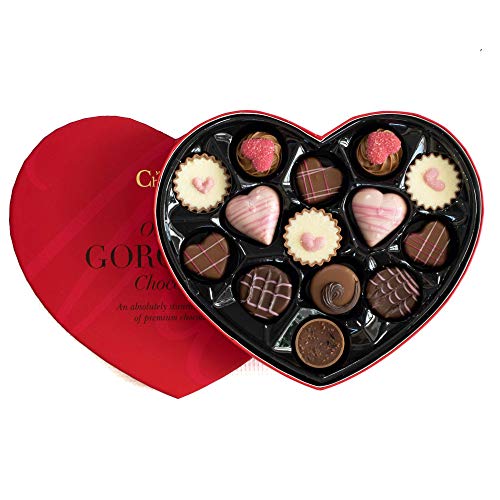 Valentinstag-Pralinen - in einer herzförmigen Schachtel - Pralinen Geschenkbox - Romantisch Schokolade Geschenk (Rot) von Martins Chocolatier