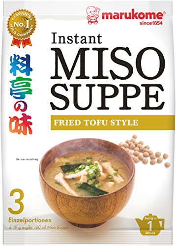 Marukome Instant Miso-Suppe (aus Japan, mit gebratenem Tofu, MSG frei, schnelle Zubereitung), 1 x 57 g von Marukome