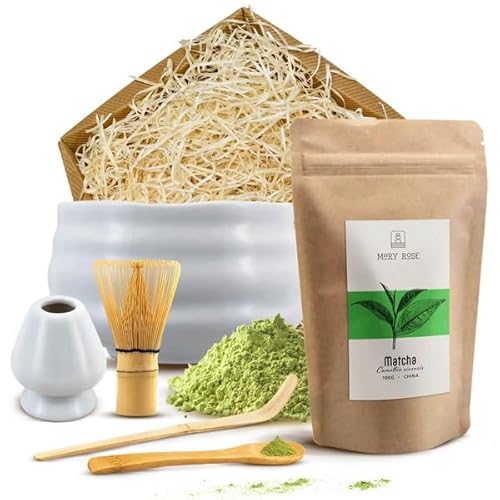 Geschenkset zum Aufbrühen von Matcha-Tee | Japanischer Matcha Mary Rose Tee | Matcha-Aufbrühzubehör: chawan, kusenaoshi, chasen, chashaku | 100g Geschenkset zum Aufbrühen von Matcha-Tee | Japanischer Matcha Mary Rose Tee | Matcha-Aufbrühzubehör: chawan, kusenaoshi, chasen, chashaku | 100g von Mary Rose