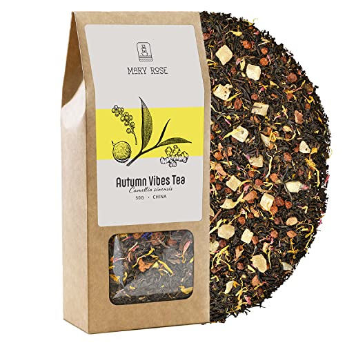 Mary Rose Autumn Vibes Tee | Schwarzer Yunnan-Tee aus China | Herbsttee für kalte Tage | Wärmender Tee mit Gewürzen | Quelle von Deinen | Natürliche Stimulation | 50g von Mary Rose