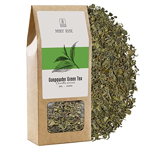 Mary Rose Gunpowder Grüntee | Grüner Tee aus China | Gunpowder Tee | Intensiver Geschmack | Quelle von Deinen | Natürliche Stimulation | 50g von Mary Rose