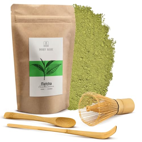 Mary Rose Matcha Grüntee | Grüner Tee Matcha | Grüner Tee in Pulverform | Quelle von Theine | Natürliche Stimulation | 100g von Mary Rose