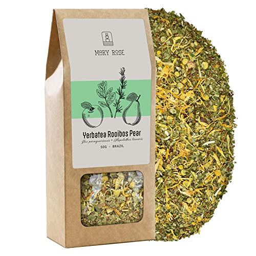 Mary Rose yerbatea Rooibos Birne | Innovative Kombination aus grünem brasilianischem Yerba Mate und Tee | Rooibos afrikanischer roter Busch | 50 g von Mary Rose