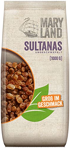 Maryland Sultanas 1kg Vorratspackung – Sultanas ungeschwefelt, natürlich süß ohne extra Zucker – Ohne Konservierungsstoffe – Perfekt zum Backen und Snacken im Großbeutel (1 x 1kg) von Maryland