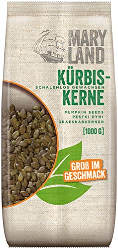 Maryland Kürbiskerne 1kg Vorratspackung – Kürbiskerne naturbelassen, vegan, frei von künstlichen Aromen, ohne Zusatzstoffe – Im Großbeutel genießen (1 x 1kg) von Maryland