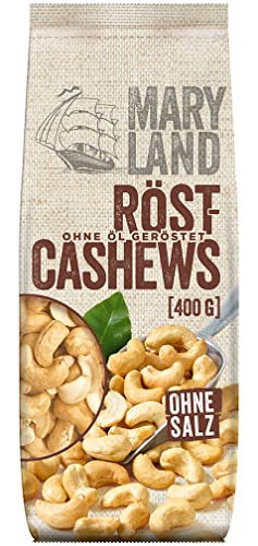 Maryland Röst-Cashews 400g Vorratspackung – Knackige Cashewkerne schonend ganz ohne Öl geröstet – Einzigartiges Aroma aus eigener Röstung in Deutschland (1 x 400g) von Maryland